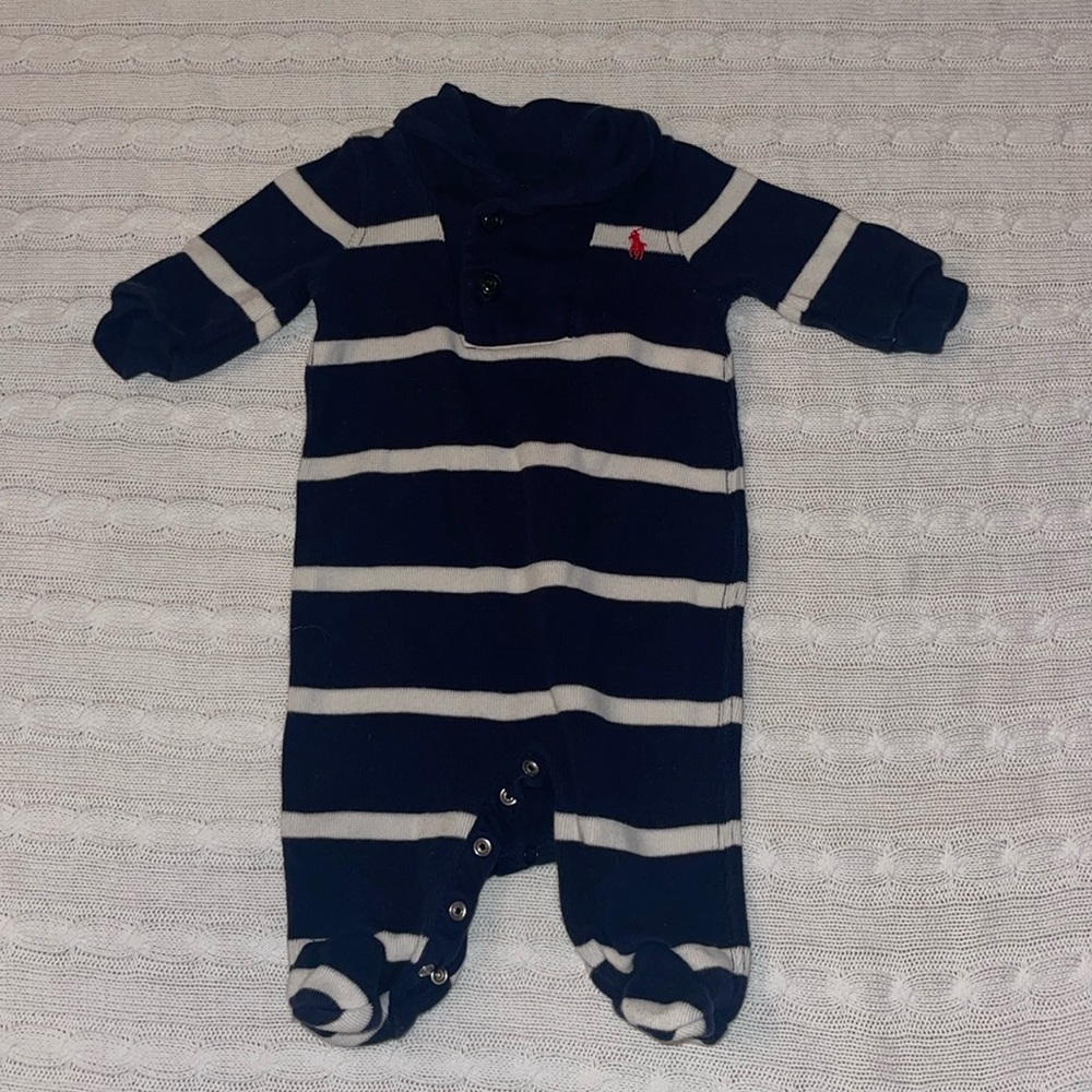 3M polo Ralph Lauren striped boys onesie